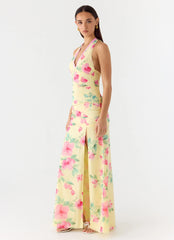 Colada Halter Maxi Dress - Lemon Soleil