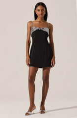 Halya Contrast Sequin Bow Dress