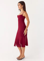 Anne Midi Dress - Deep Red