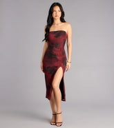 Written In Roses Strapless Midi Dress