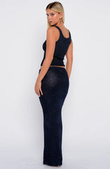 Star Shining Sequin Knit Maxi Skirt Midnight