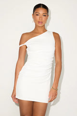 Becca White Twisted One-Shoulder Mini Dress