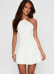 Flowerchild Halter Mini Dress White