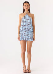Keay Mini Dress - Blue Mocha Dot