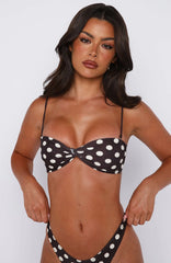 Kaya Bikini Top Choc/Cream Polka Dot