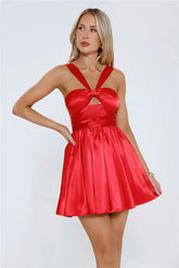 It Girl Confidential Satin Mini Dress Red