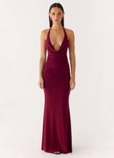 Eyes Closed Maxi Dress - Dark Cherry