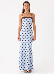 Alessandro Halter Maxi Dress - Blue Mocha Dot
