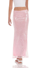 Sequin Maxi Skirt in Pink