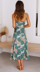 Dreamers Midi Dress - Green Floral