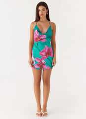 Orion Beaded Chiffon Mini Dress - Petal Reef