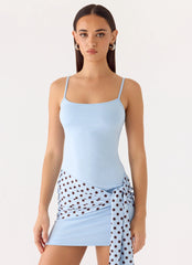 Hypnosis Mini Dress - Blue Mocha Dot