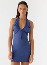 Ask You Twice Mini Dress - Washed Navy