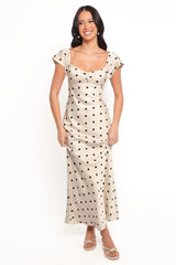 Elke Maxi Dress - Black Dot