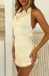 Between The Lines Beaded Mini Dress Off White