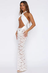 Take Time Lace Maxi Skirt White