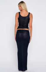 Star Shining Sequin Knit Maxi Skirt Midnight