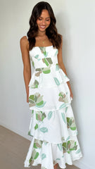 Odilia Maxi Dress - White/Green Floral