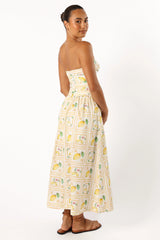 Cintrico Strapless Midi Dress - Lemon