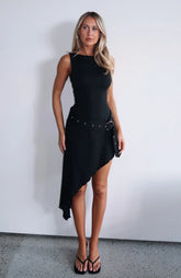 Worth My Time Midi Dress Black