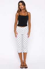 Day For It Capri Pants White/Black Polka Dot