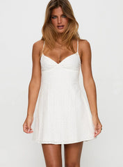 Dearly Embroidered Mini Dress White