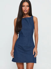 Alfalfa Denim Mini Dress Mid Wash