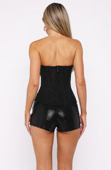 Old News Sequin Shorts Black