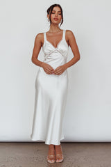 Nyah Lace Trim Midi Dress Off White