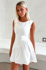 Adrienne Bubble Skirt Mini Dress - White