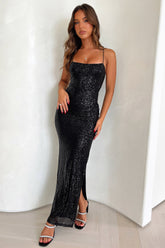 Alina Maxi Dress - Black Sequin