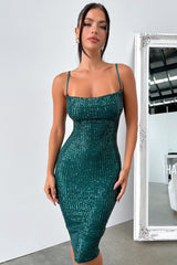 Brylee Midi Dress - Emerald Sequin