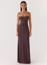 Vamonos Maxi Dress - Chocolate Blue Dot