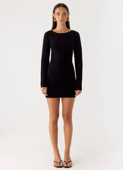 Soft Vision Knit Mini Dress - Black