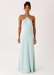 Samaria Halter Maxi Dress - Aqua
