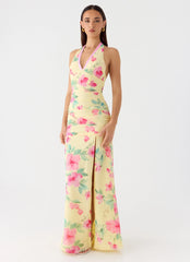Colada Halter Maxi Dress - Lemon Soleil