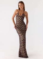 Zecca Lace Maxi Dress - Chocolate