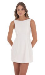 Attachable Pearl Fishtail Dress in White