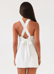 Keira Linen Mini Dress - White