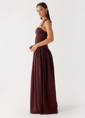 Giovanna Linen Maxi Dress - Chocolate Drizzle