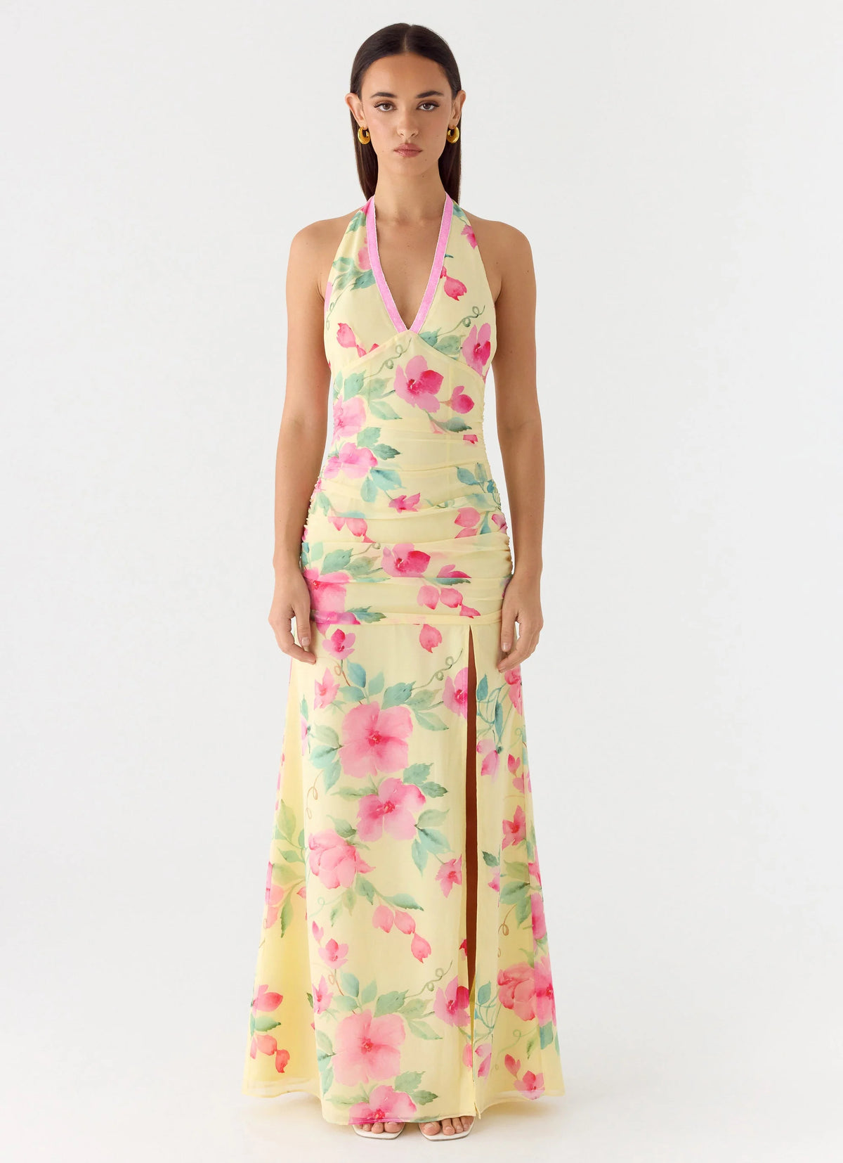 Colada Halter Maxi Dress - Lemon Soleil