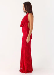 Mitchella Lace Maxi Dress - Red