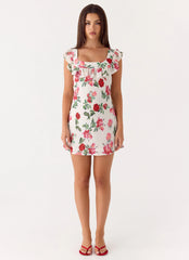 Malina Mini Dress - Ivory Bloom