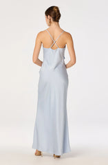 Adelina Satin Ruffle Maxi Dress