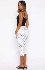 Day For It Capri Pants White/Black Polka Dot