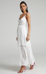 Angelique Maxi Dress - Lace Trim Dress in White