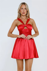 It Girl Confidential Satin Mini Dress Red