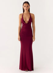 Eyes Closed Maxi Dress - Dark Cherry