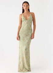 Ultra Quiet Halter Maxi Dress - Wispy Fern