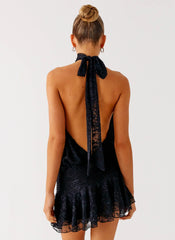 Willow Lace Mini Dress - Black Lace